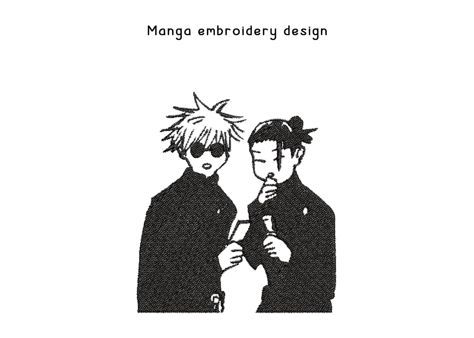 Manga Embroidery Design, Gojo and Geto Embroidery Pattern, Machine ...