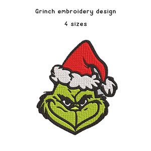 Grinch embroidery design, Christmas embroidery design, machine embroidery