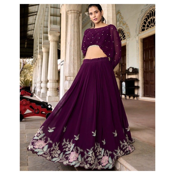 Crop Top Ready To Made Lehenga Indo Western Indian Outfits Bridesmaid Cocktail Festival Outfits Georgette Ethnic Wear Dress