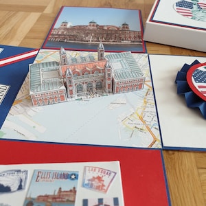 Explosionsbox New York, Reisegutschein Ellis Island