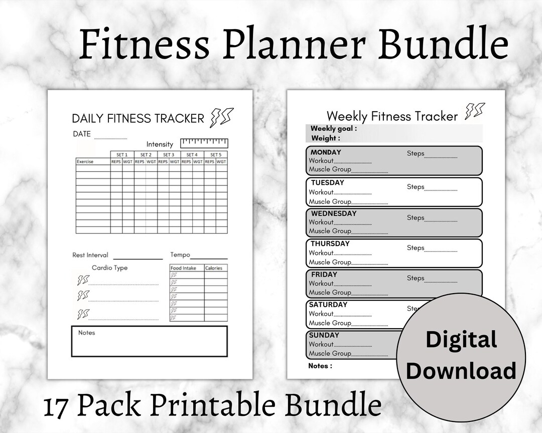 Digital Fitness Planner 2023 Printable Planner Gym Logbook Etsy