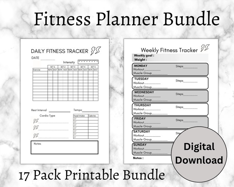 Digital Fitness Planner 2023 Printable Planner Gym Logbook Etsy
