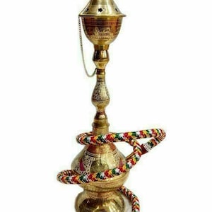 Engraved Brass Hookah Set: 14&quot; Handmade Indian Shisha