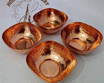 Copper Bowl Sets,Hammered Copper Bowl Dinner Bowls Food Serving Katori, For Home Hotel and Restaurant Tableware, Dining & Serving Set, Gifts