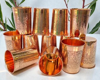 100% Pure Copper Etching Glass, Copper Tumbler, Drinkware, Tableware, Houswarming Gifts,