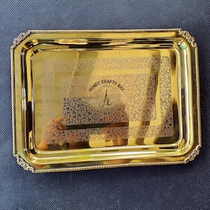 Pure Brass Serving Tray, Drinks and Food  Serving Tray, Use For Home Hotel & Restaurants, Dinner Tray, Brass Traditional Pooja Thali