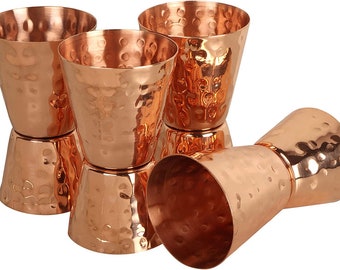 Indian Handmade Pure Copper Jigger, Copper Gifts set, Bar Jigger, Reversible Double Cocktail Napier Jigger Wine Measure Gifts Bartenders