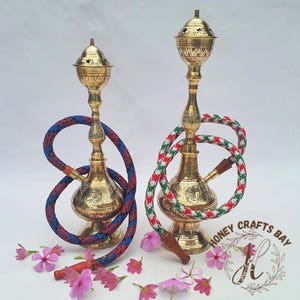 Handmade Engraved Brass Hookah: Indian Shisha Narghile, Middle Eastern Decor