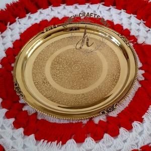 Pure Brass Serving Tray, Drinks and Food  Serving Tray, Use For Home Hotel & Restaurants, Dinner Tray, Brass Traditional Pooja Thali