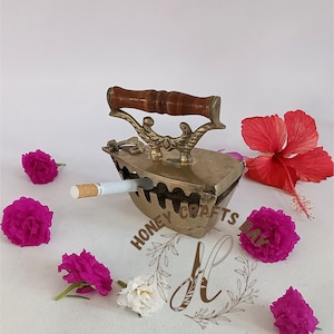 Vintage Ashtray Cigar Cigarette Tobacco Outdoor Ashtray, Office Style Brass Iron Shape Ashtray, Antique Home Decor Statue, Home Decoration