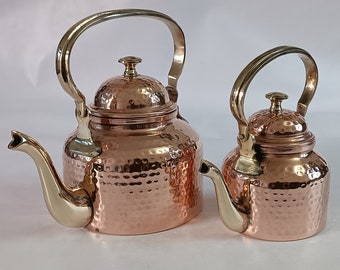 Pure Copper Tea Pot, Copper Kettle with Brass Handle, Copper Tea Kettle Pot, Serving Tea Coffee Home & Living Gifts, Mother's Day Gifts