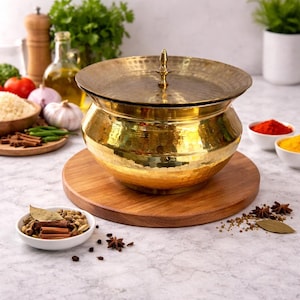 Traditional Indian Brass Cookware, Kitchen Decor, Housewarming and Wedding Gifts