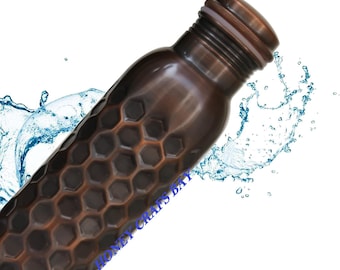 Black Diamond Kupferwasserflasche: Handgefertigtes Ayurveda-Gefäss (990ml)