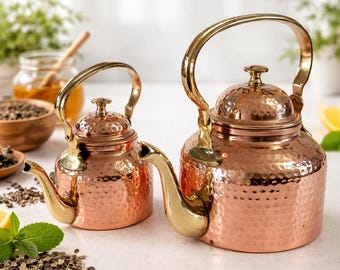 Artisan Copper Teapot | Decorative & Functional Tea Kettle, Kitchneware Decor