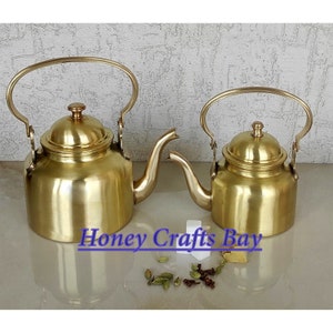 Antique Brass Tea Kettle, Pure Brass Plain Tea Pot, Brass Tea Kettle, Tea Coffee Kettle, Housewarming Gifts, Hottle Tableware, Coffee Pot