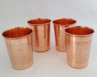 Handmade Embroidered Copper Tumbler: Ayurveda Health Gift