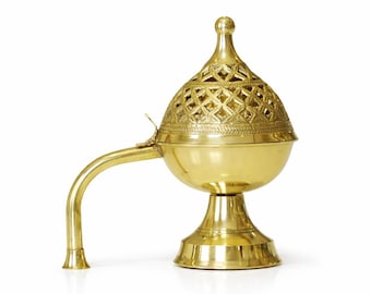 Quemador de incienso Dhoop Dani de latón hecho a mano / Soporte tradicional Loban Bakhoor