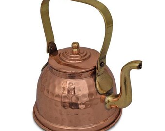 Pure Copper Tea Pot, Coffee Kettle, Tea Pot With Brass Handle, Cooking and Serving Tea Pot, Kitchenware Trableware Home & Restaurants 350 ML