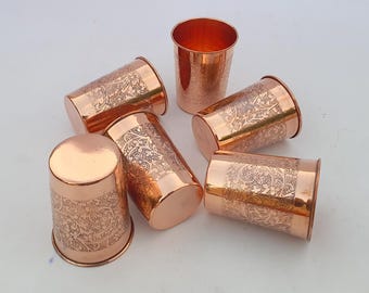 Bicchiere in rame puro / Bicchiere in rame fatto a mano / Tazza salutare ayurvedica