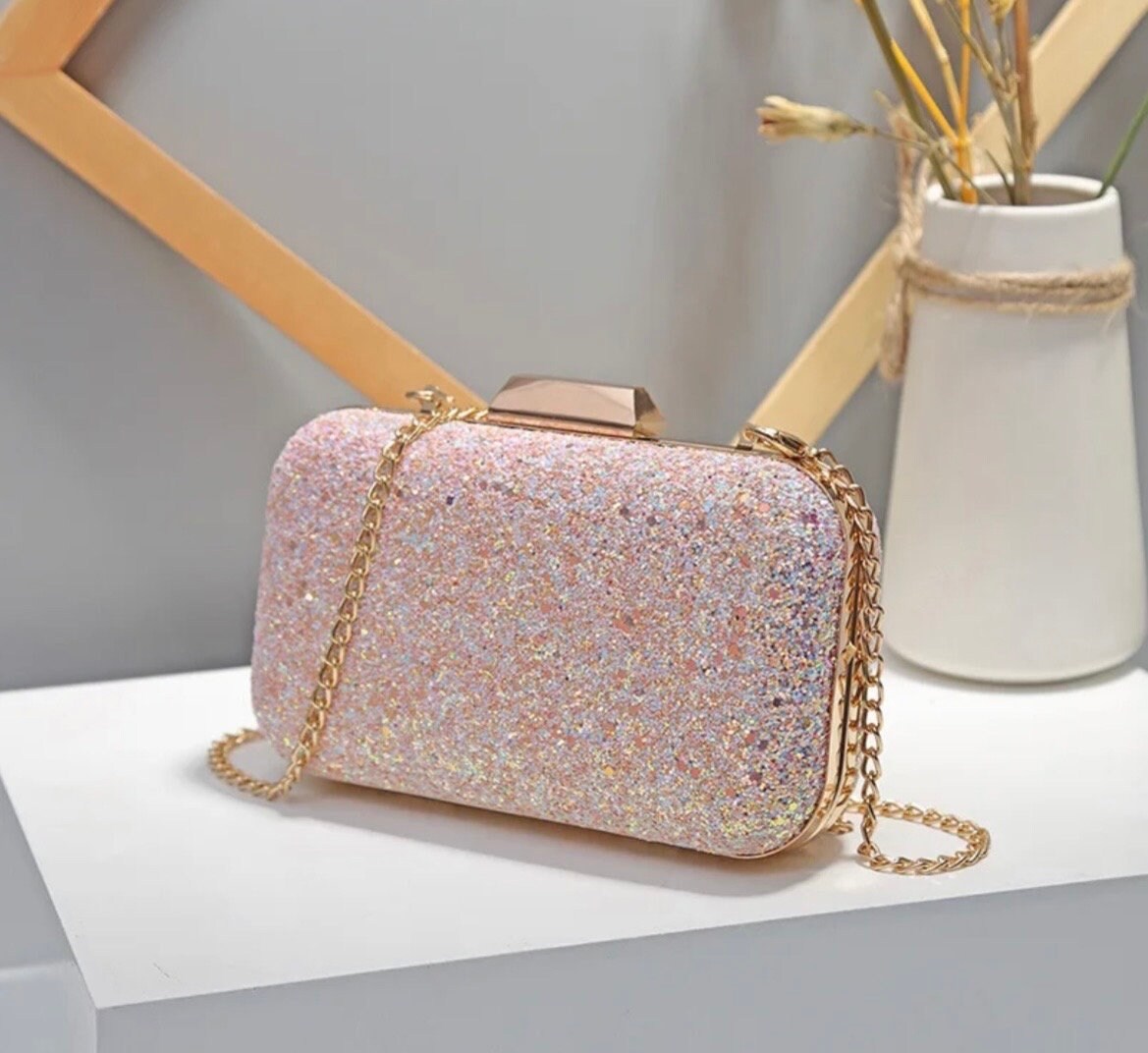 Glitter store pink bag