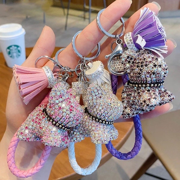 Rhinestone Dog Keychain Etsy