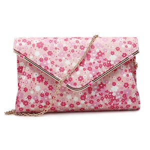 Rosa Blumen Abend Clutch Bag