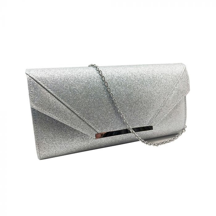 Sparkling Silver Glitter Embellished Clutch Evening Bag Etsy UK