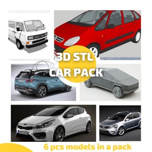 3D STL CAR PACK - 6-delige modellen in een verpakking