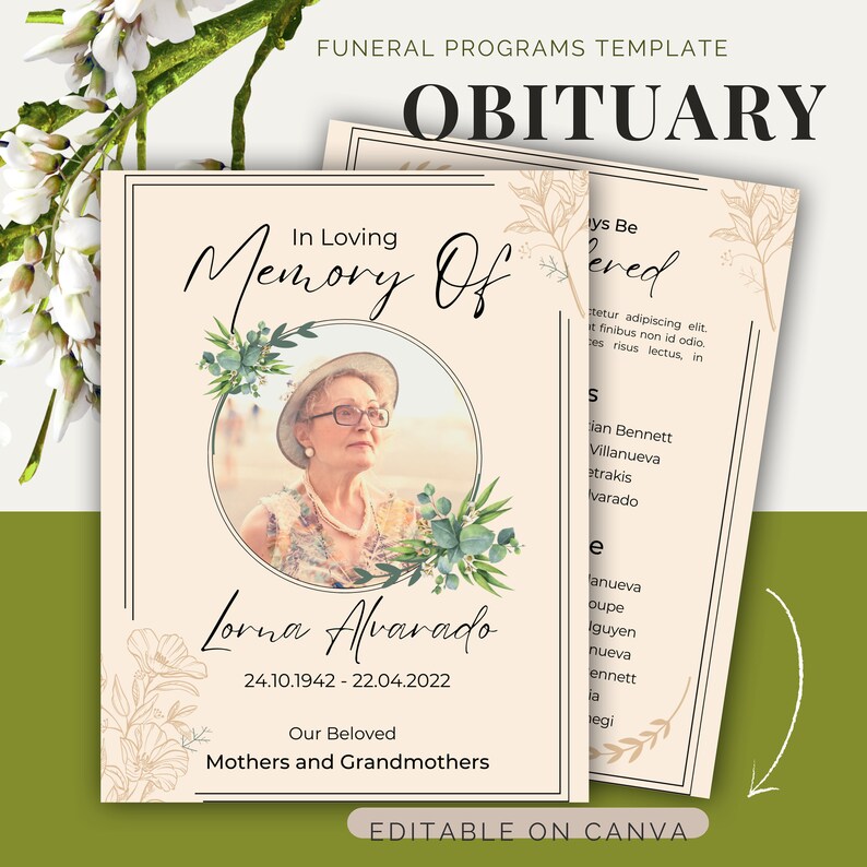 Obituary Template, Funeral Template, Memorial Template, Program Obituary Template, Funeral Template, Memorial Template, Program