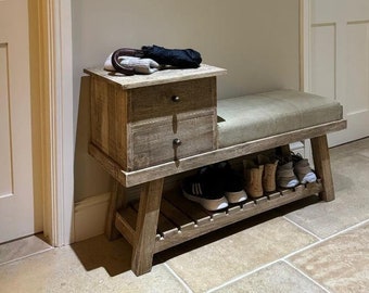 Bench with Side Table / Drawers & Shoe Rack - Ideal for Hallway / Entrance way