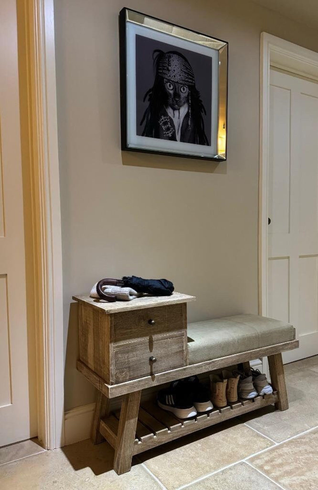 Bench With Side Table / Drawers & Shoe Rack - Ideal for Hallway ...