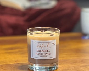 Macchiato de Caramelo – Vela artesanal con aroma a café | Caramelo salado y café | Cera de soja, vegana, ideal para regalar