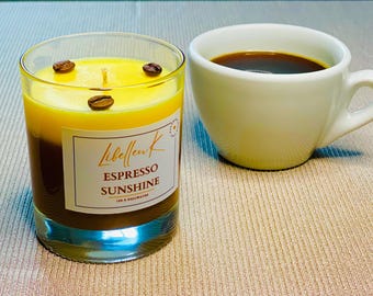 Espresso Sunshine – Vela artesanal con aroma a café | Espresso | Cera de soja, vegana, ideal para regalar