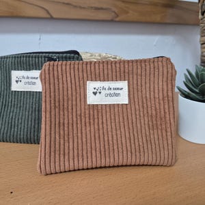 Porte monnaie ou porte cartes en velours côtelé