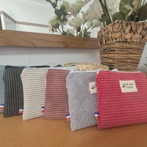 Pochette zippée en velours côtelé porte-monnaie ou porte-carte