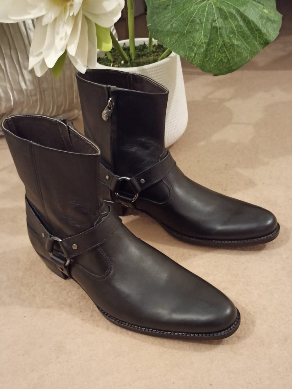 mens black leather ankle boots
