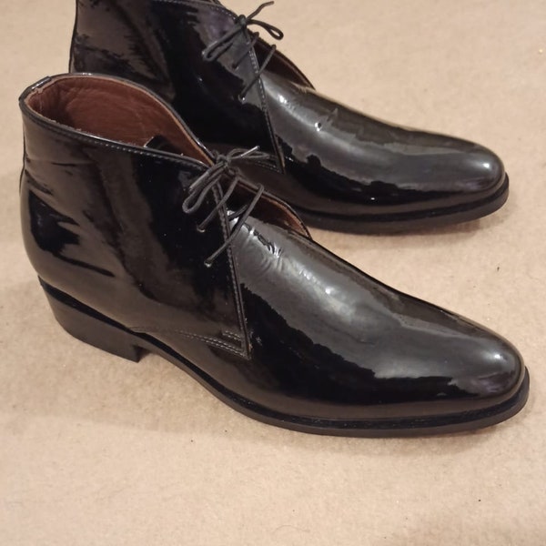 Mens Patent Leather Dress Boots Etsy