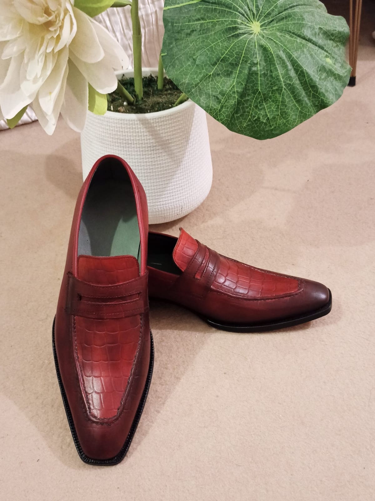 leather slip on dress shoes
