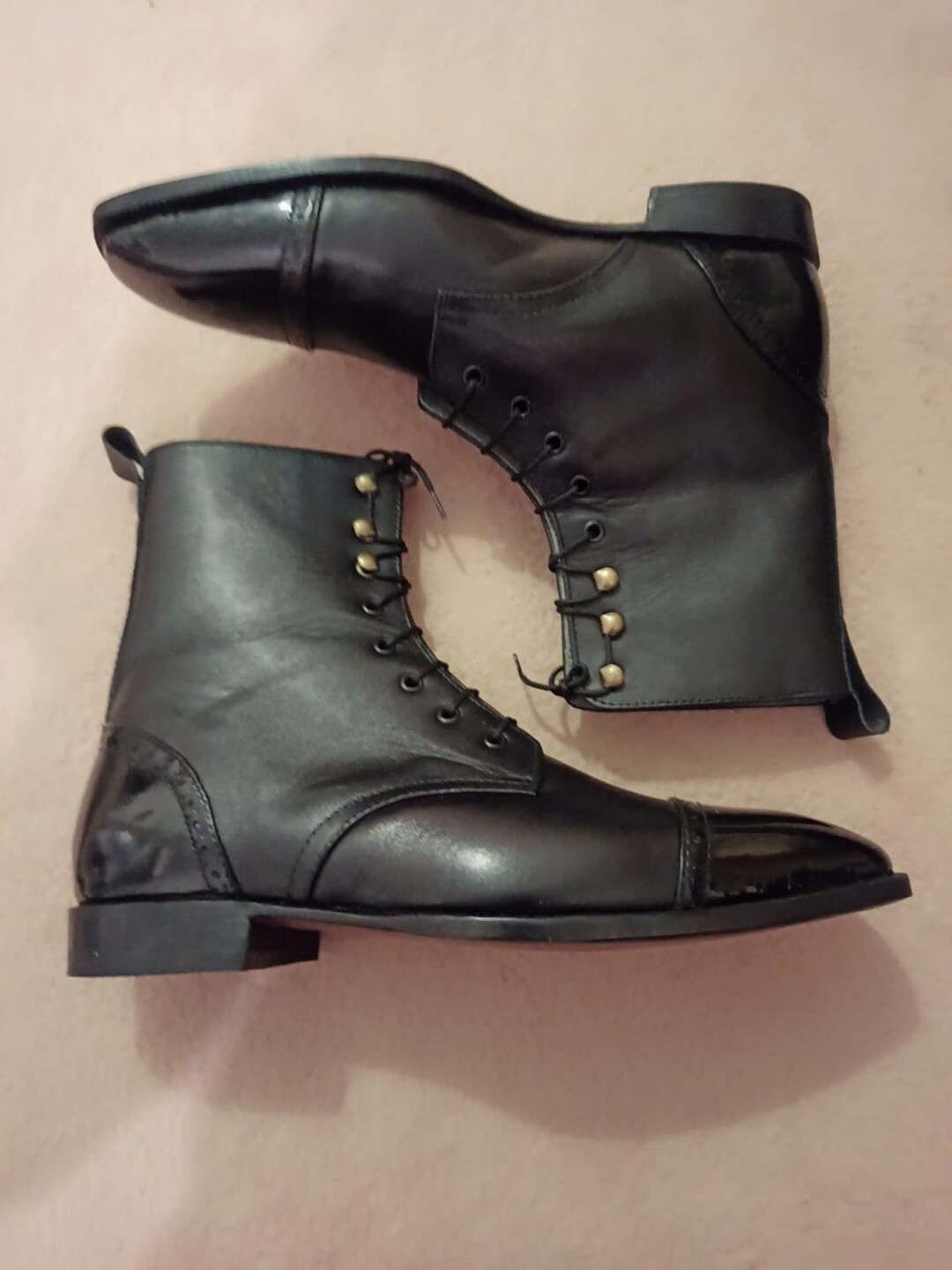 Black Patent Leather Boots for Men's Black Dress Boots Etsy