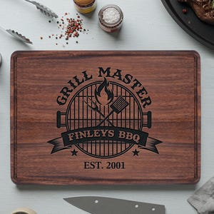 Grill Master BBQ Cutting Board: Personalized Engraved Gift Grill Lovers Gift
