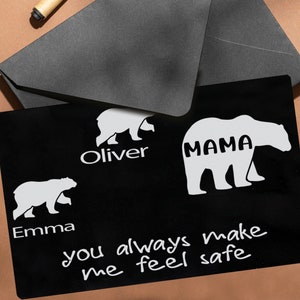 Tarjeta de mensaje personalizada para regalos del día especial del cumpleaños del día de la madre, tarjeta de mensaje de mamá oso, tarjeta de billetera personalizada, tarjeta de billetera grabada