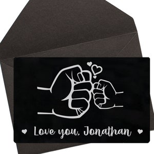 Tarjeta de mensaje de regalo grabada personalizada para papá, regalo conmemorativo para papá en el día del padre, inserción de tarjeta de billetera grabada, tarjeta de metal grabada