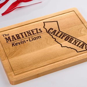 California Cutting Board, Custom State Cutting Board, State Map, I Love You California, Housewarming Gift, Going Away Gift, New Home Gift