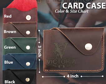Cartera tipo sobre de piel para mujer, minitarjetero, hecha a mano