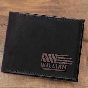 Billetera de cuero personalizada para hombre con identificación, idea de regalo para el día de San Valentín para hombre, billetera de cuero personalizada, billetera personalizada, billetera grabada, regalo para prometido