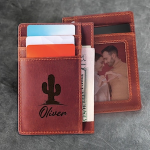 Inserto de billetera personalizado, regalo grabado para él, regalo de San Valentín, regalo de cumpleaños, regalo para pareja, novio, esposo, billetera hecha a mano
