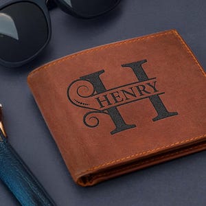 Billetera personalizada, Billetera para hombre, Billetera grabada, Billetera para padrinos de boda, Billetera de cuero, Billetera personalizada, Regalo para novio, Regalo de aniversario para él