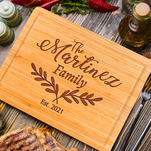 Bamboo Cheese Board, Personalized Cutting Board, Floral Engagement Gift For Couple, Engraved Wedding Gift, Personalized Charcuterie Board