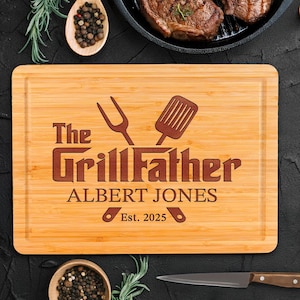 Personalized GrillFather Gift For Him, BBQ Cutting Board, Custom Boyfriend, Husband Gift, Fathers Day Gift, Wood Grill Gift for Dad