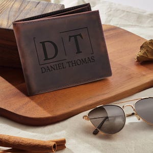 Carteras grabadas personalizadas, carteras de cuero para hombre, regalos para padrinos de boda, regalos para fiestas, recuerdos de boda, regalos para papás, regalo para el Día del Padre.